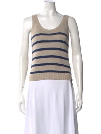 Pre-owned Kule Striped Scoop Neck Top In Neutrals