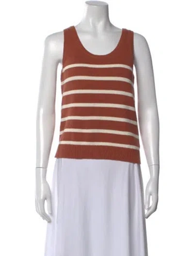 Pre-owned Kule Striped Scoop Neck Top In Orange