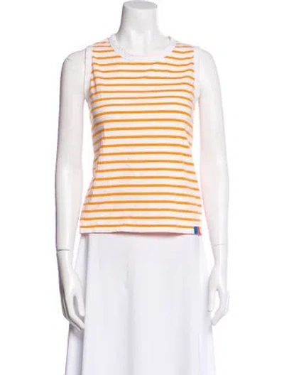 Pre-owned Kule Striped Scoop Neck Top In White