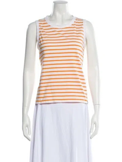 Pre-owned Kule Striped Scoop Neck Top In White