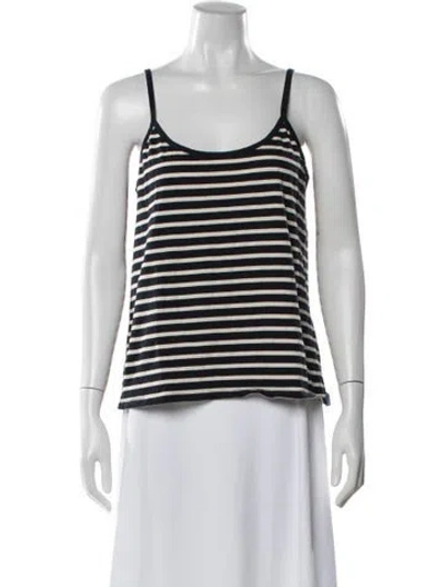 Pre-owned Kule Striped Scoop Neck Top In White