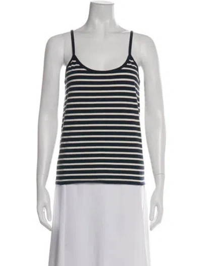 Pre-owned Kule Striped Scoop Neck Top In White