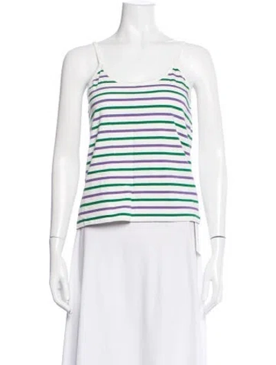 Pre-owned Kule Striped Scoop Neck Top In White