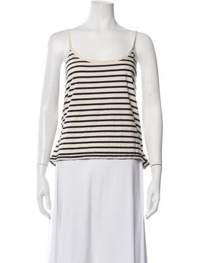 Pre-owned Kule Striped Scoop Neck Top In White