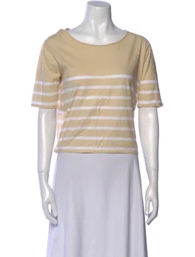 Pre-owned Kule Striped Scoop Neck T-shirt In Neutral