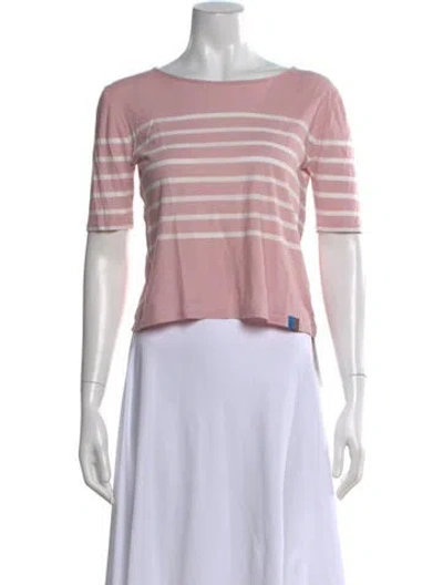 Pre-owned Kule Striped Scoop Neck T-shirt In Pink