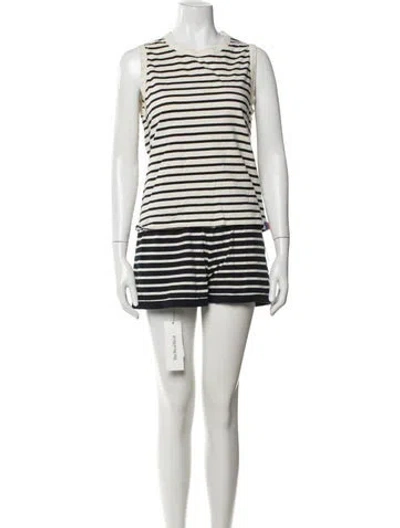 Pre-owned Kule Striped Short Set In Blue
