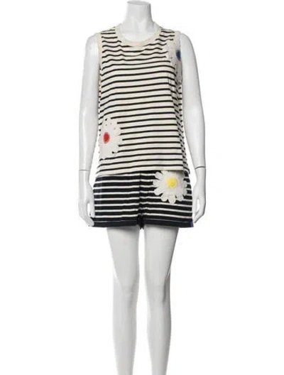 Pre-owned Kule Striped Short Set In Blue
