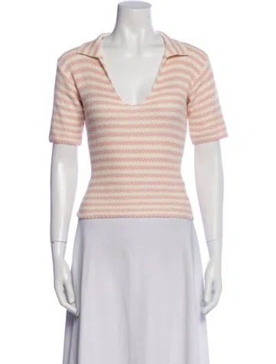 Pre-owned Kule Striped Short Sleeve Crop Top In Multi