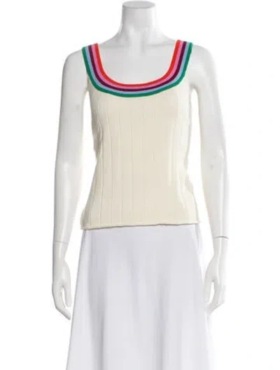 Pre-owned Kule Striped Square Neckline Top In Neutral