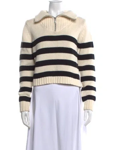 Pre-owned Kule Striped Sweater In White