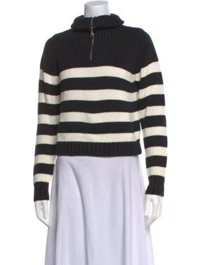 Pre-owned Kule Striped Turtleneck Sweater In Black