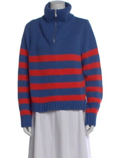 Pre-owned Kule Striped Turtleneck Sweater In Blue