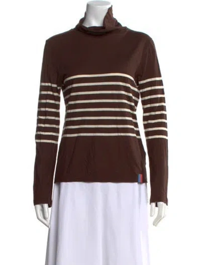 Pre-owned Kule Striped Turtleneck Sweater In Brown