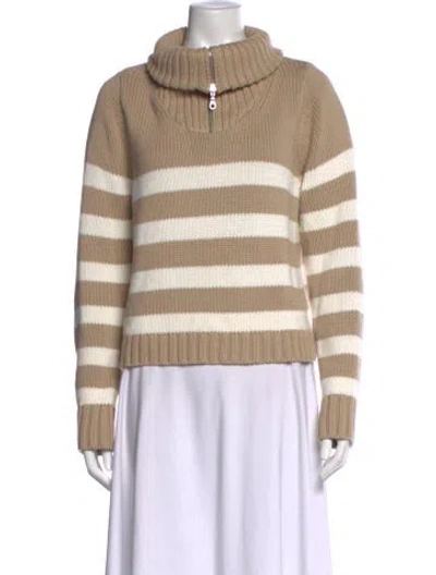 Pre-owned Kule Striped Turtleneck Sweater In Neutral