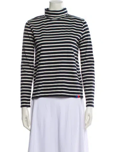 Pre-owned Kule Striped Turtleneck Sweatshirt W/ Tags In White