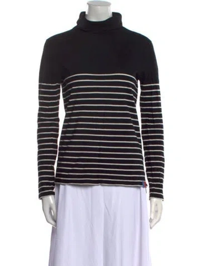 Pre-owned Kule Striped Turtleneck Top In Black