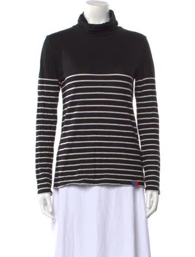 Pre-owned Kule Striped Turtleneck Top In Black