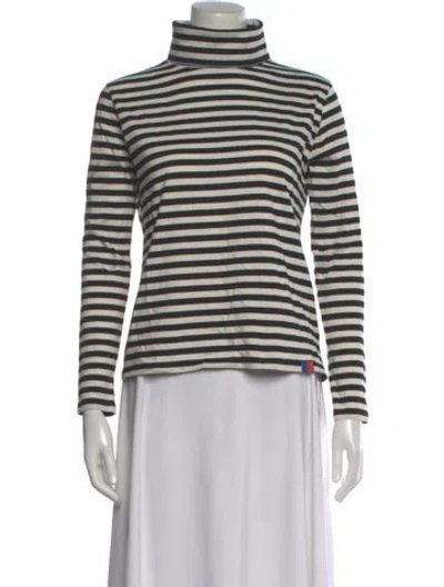 Pre-owned Kule Striped Turtleneck Top In Black