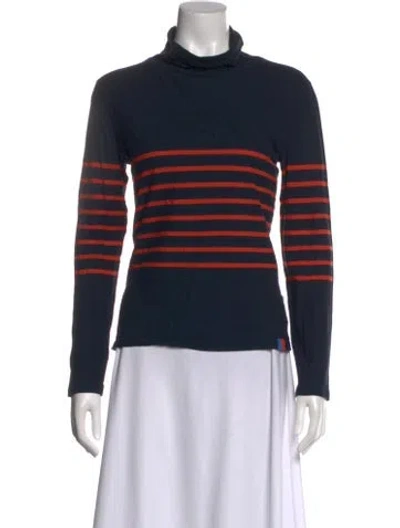Pre-owned Kule Striped Turtleneck Top In Blue