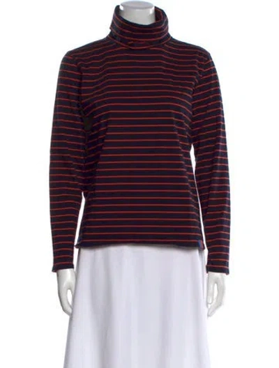 Pre-owned Kule Striped Turtleneck Top In Blue