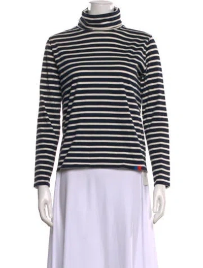Pre-owned Kule Striped Turtleneck Top In Blue
