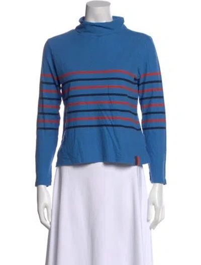Pre-owned Kule Striped Turtleneck Top In Blue