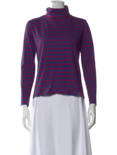 Pre-owned Kule Striped Turtleneck Top In Blue