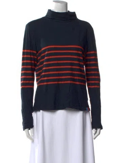 Pre-owned Kule Striped Turtleneck Top In Blue