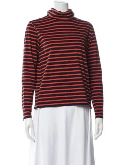 Pre-owned Kule Striped Turtleneck Top In Blue