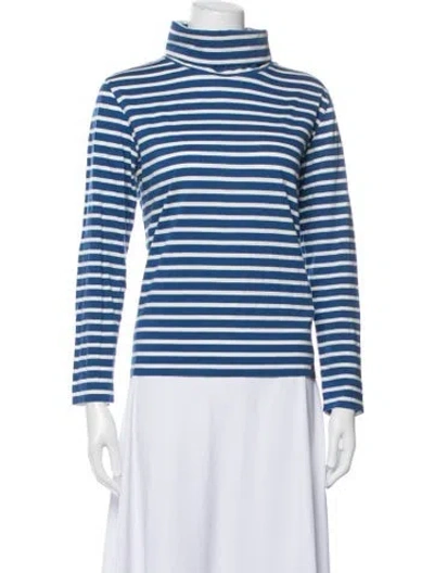 Pre-owned Kule Striped Turtleneck Top In Blue