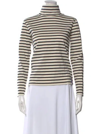 Pre-owned Kule Striped Turtleneck Top In Neutral