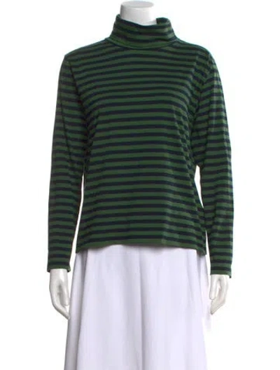Pre-owned Kule Striped Turtleneck Top W/ Tags In Green