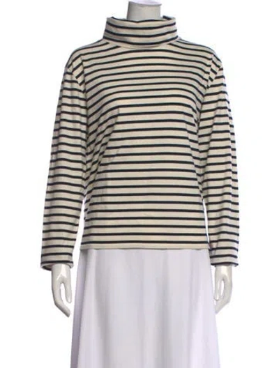 Pre-owned Kule Striped Turtleneck Top W/ Tags In Neutral