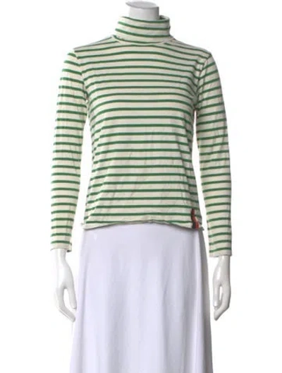 Pre-owned Kule Striped Turtleneck Top In White