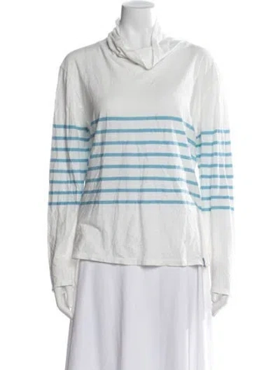 Pre-owned Kule Striped Turtleneck T-shirt In White