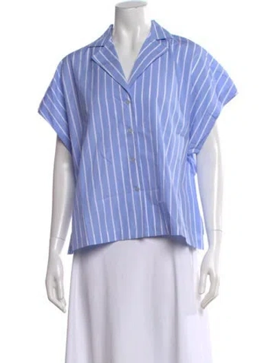 Pre-owned Kule Striped V-neck Button-up Top In Multi