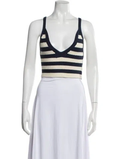 Pre-owned Kule Striped V-neck Crop Top W/ Tags In Neutrals