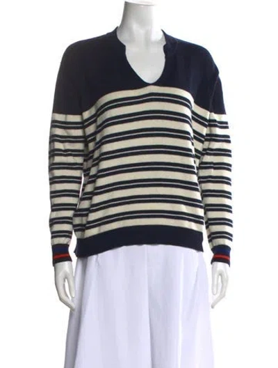 Pre-owned Kule Striped V-neck Sweater