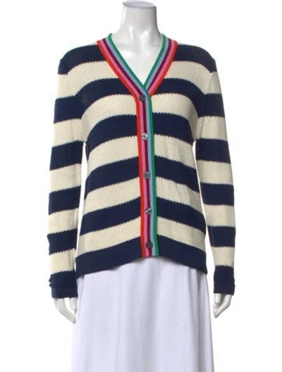 Pre-owned Kule Striped V-neck Sweater