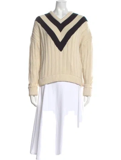 Pre-owned Kule Striped V-neck Sweater In Black/neutrals