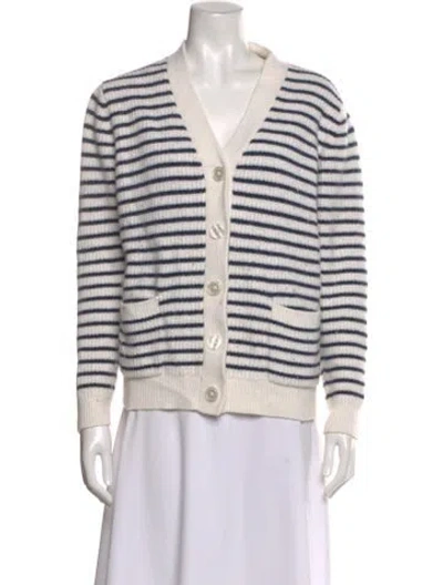 Pre-owned Kule Striped V-neck Sweater In Blue/white