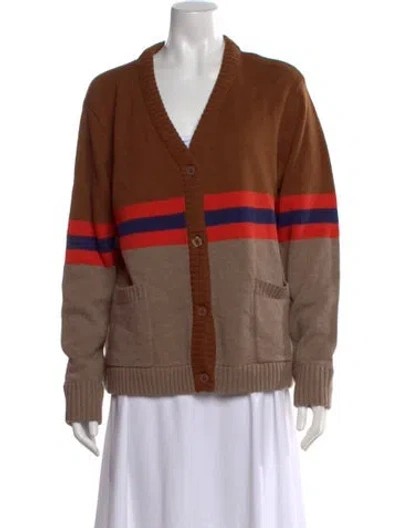 Pre-owned Kule Striped V-neck Sweater In Brown