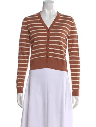 Pre-owned Kule Striped V-neck Sweater In Brown