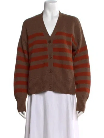 Pre-owned Kule Striped V-neck Sweater In Brown
