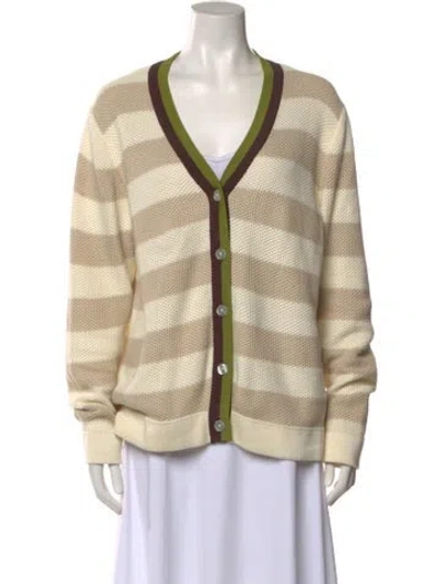 Pre-owned Kule Striped V-neck Sweater In Neutral