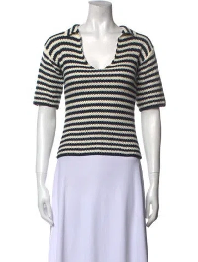 Pre-owned Kule Striped V-neck Sweater In Neutral