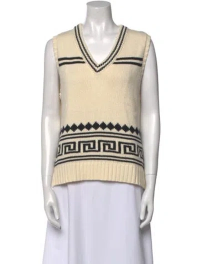 Pre-owned Kule Striped V-neck Sweater In Neutral