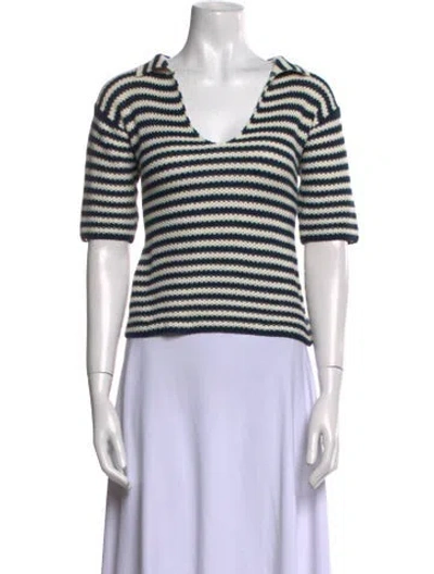 Pre-owned Kule Striped V-neck Sweater In Neutral