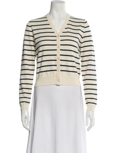 Pre-owned Kule Striped V-neck Sweater In Neutral